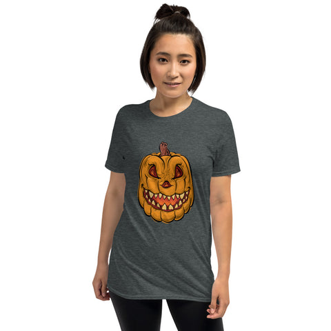 Angry Pumpkin Short-Sleeve Unisex T-Shirt funny seasonal
