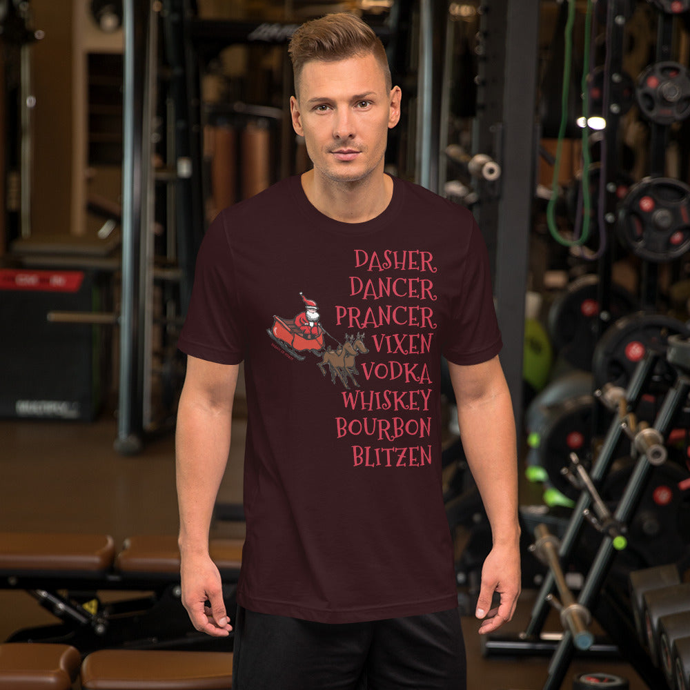 Alcohol Christmas Reindeer Short-Sleeve Unisex T-Shirt funny seasonal