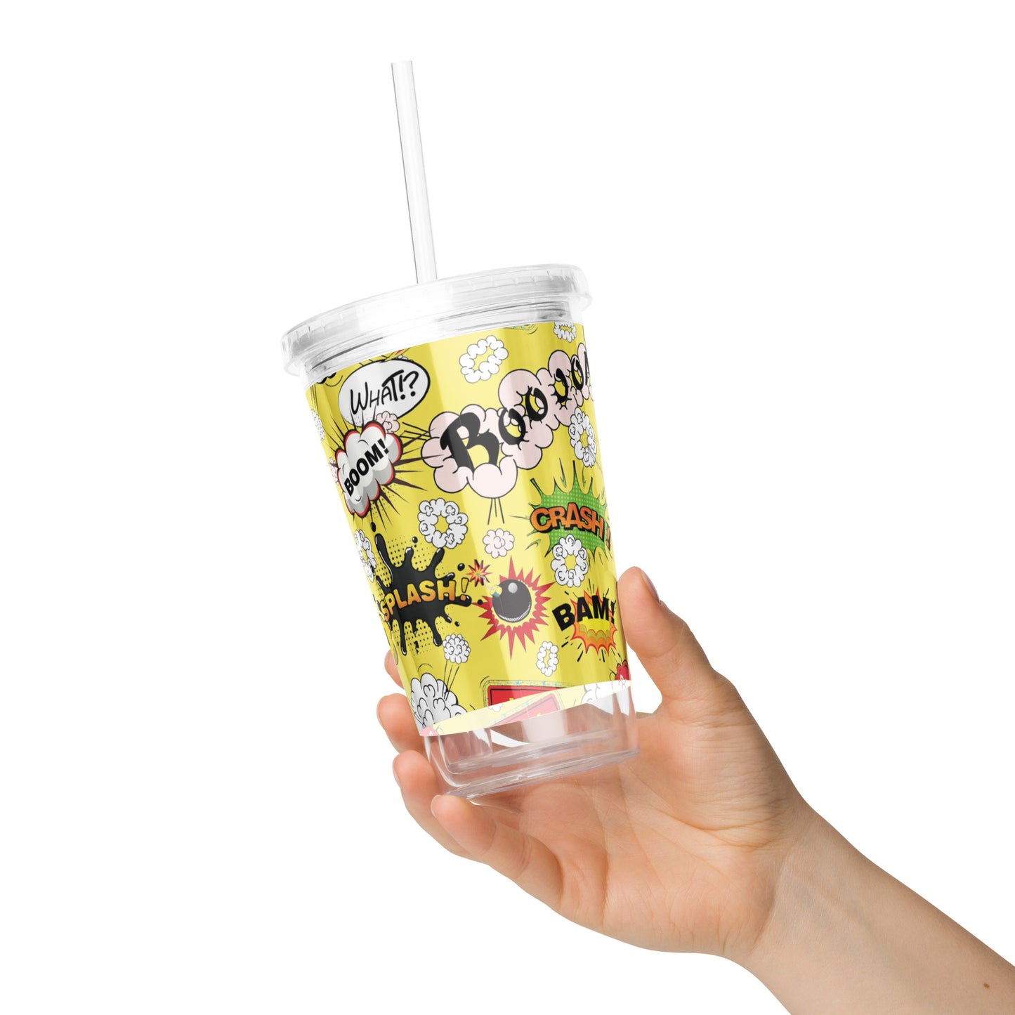 Yellow Boom Clear plastic tumbler accessories