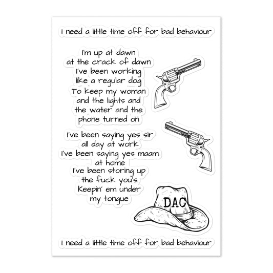 Time off for Bad Behavior DAC Sticker sheet accessories