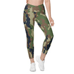 Tri Color Camo Crossover leggings with pockets accessories military