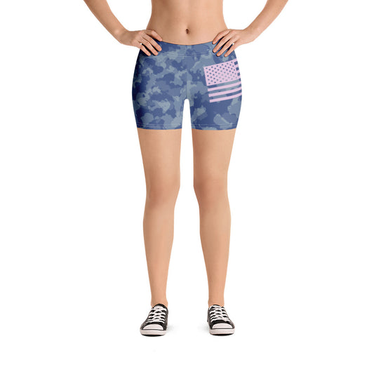 Blue Camo Pink Flag Thigh Shorts accessories