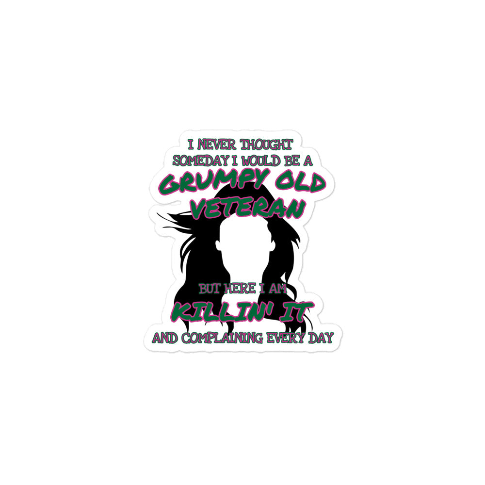 Grumpy Female Veteran Bubble-free stickers accessories