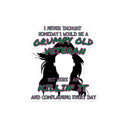 Grumpy Female Veteran Bubble-free stickers accessories