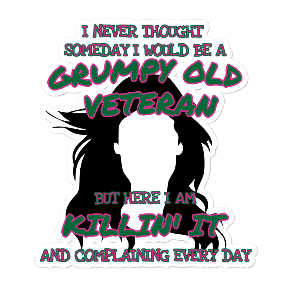 Grumpy Female Veteran Bubble-free stickers accessories