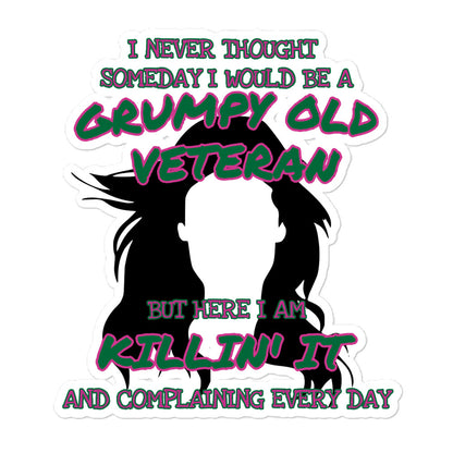 Grumpy Female Veteran Bubble-free stickers accessories