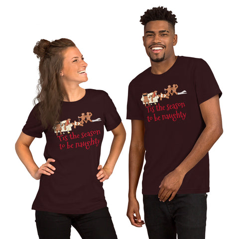 Gingerbread Naughty Short-Sleeve Unisex T-Shirt funny seasonal