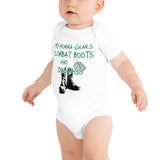Combat Boots Dogtags baby bodysuit funny