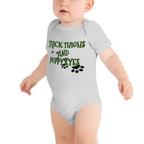 Thighs Puppy Eyes baby bodysuit funny