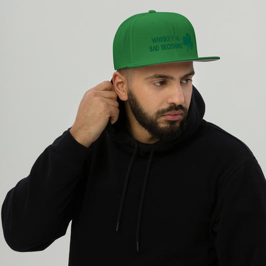 Whiskey Bad Decisions Snapback Hat military accessories seasonal
