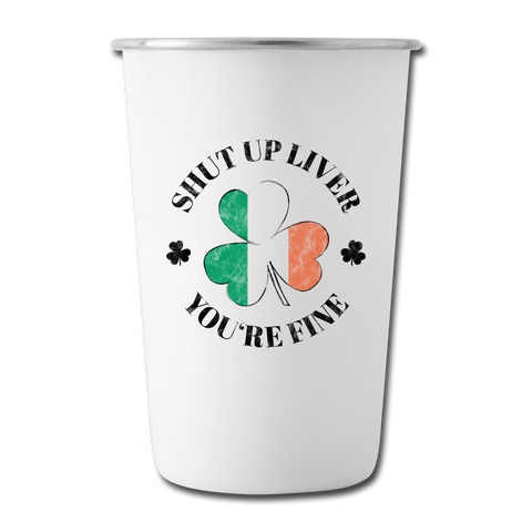 St Patty Liver Stainless Steel Pint Cup seasonal - white