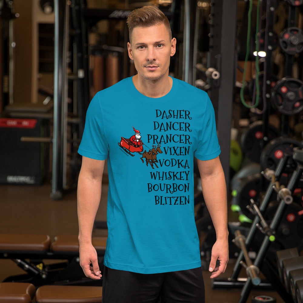Alcohol Christmas Reindeer Short-Sleeve Unisex T-Shirt funny seasonal