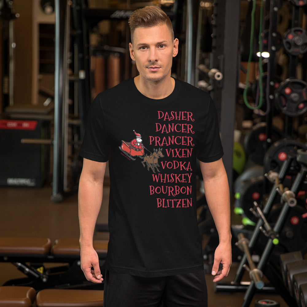 Alcohol Christmas Reindeer Short-Sleeve Unisex T-Shirt funny seasonal
