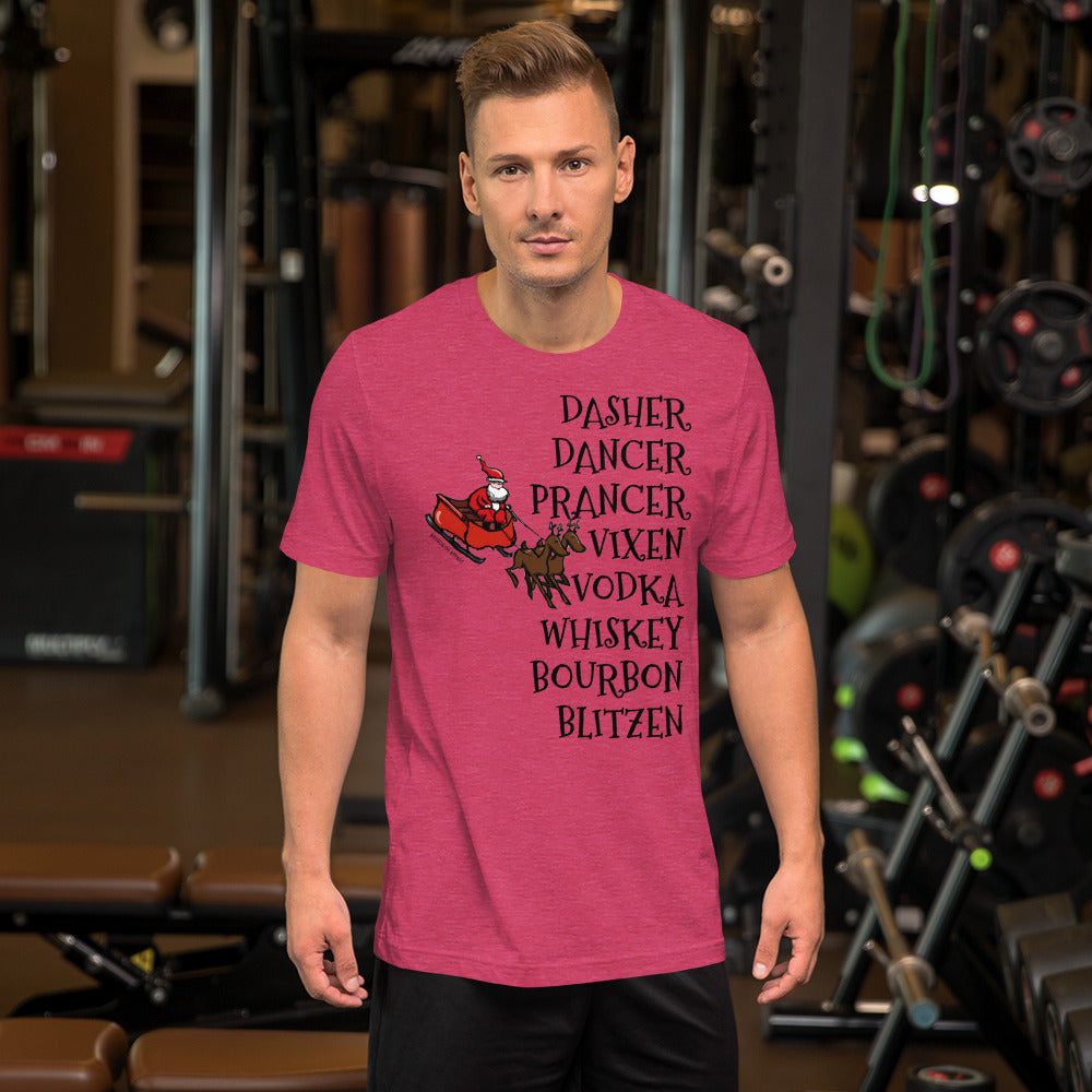 Alcohol Christmas Reindeer Short-Sleeve Unisex T-Shirt funny seasonal