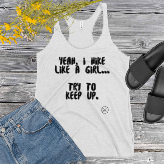 Hike Like A Girl Women's Racerback Tank accessories military