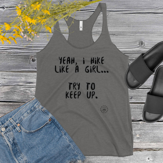 Hike Like A Girl Women's Racerback Tank accessories military
