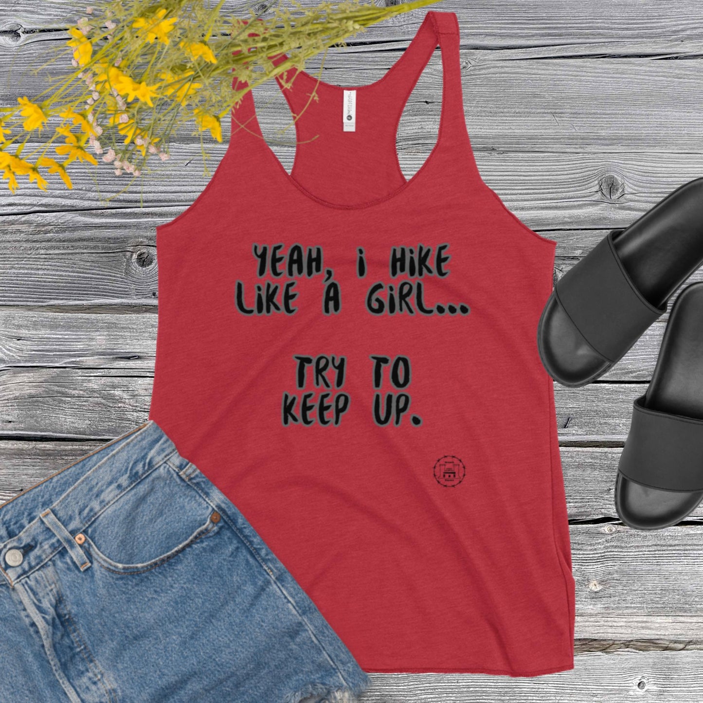 Hike Like A Girl Women's Racerback Tank accessories military